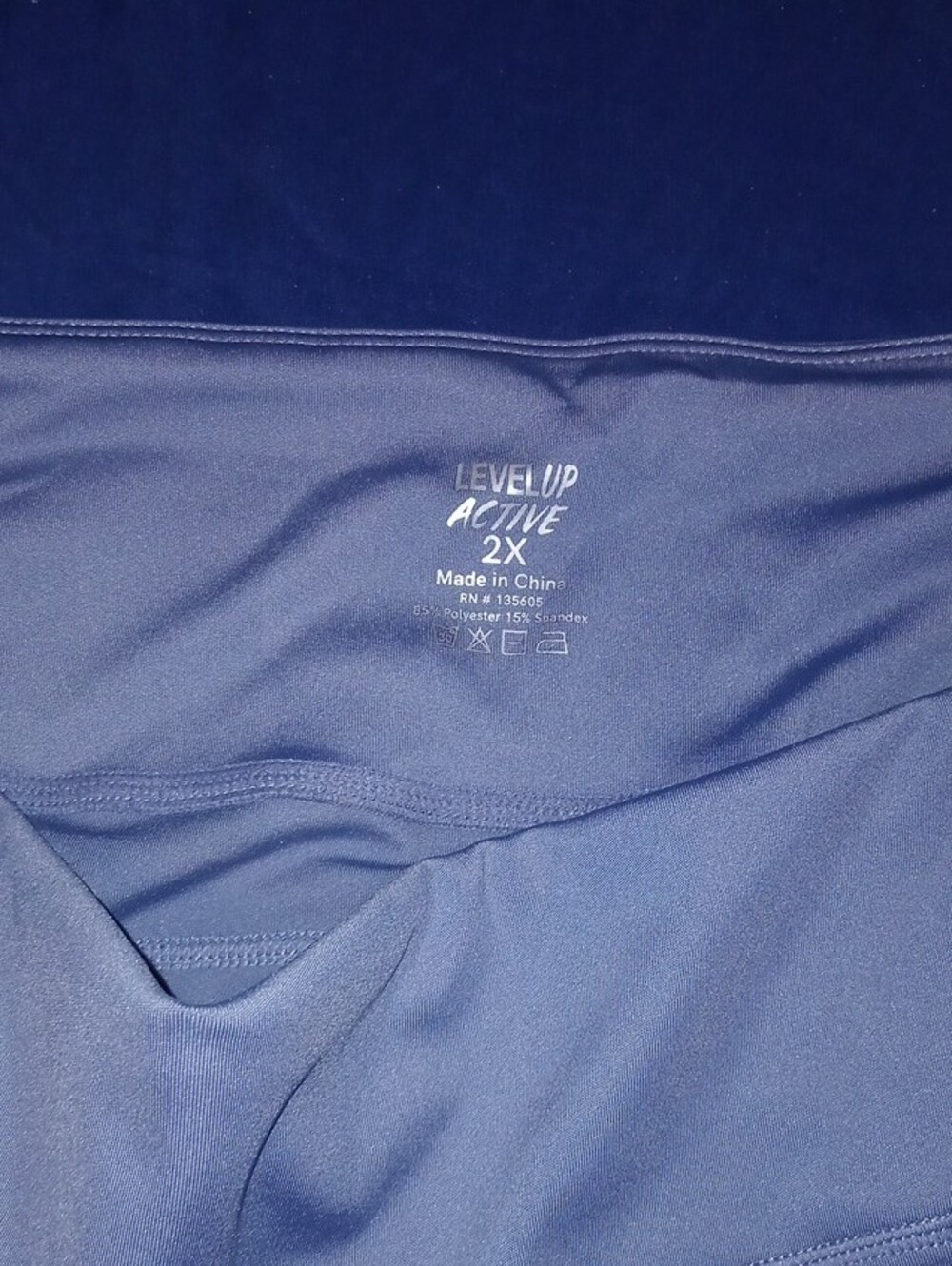 High-Waist Women’s Blue Bike Shorts with Pockets - Picture 2 of 4